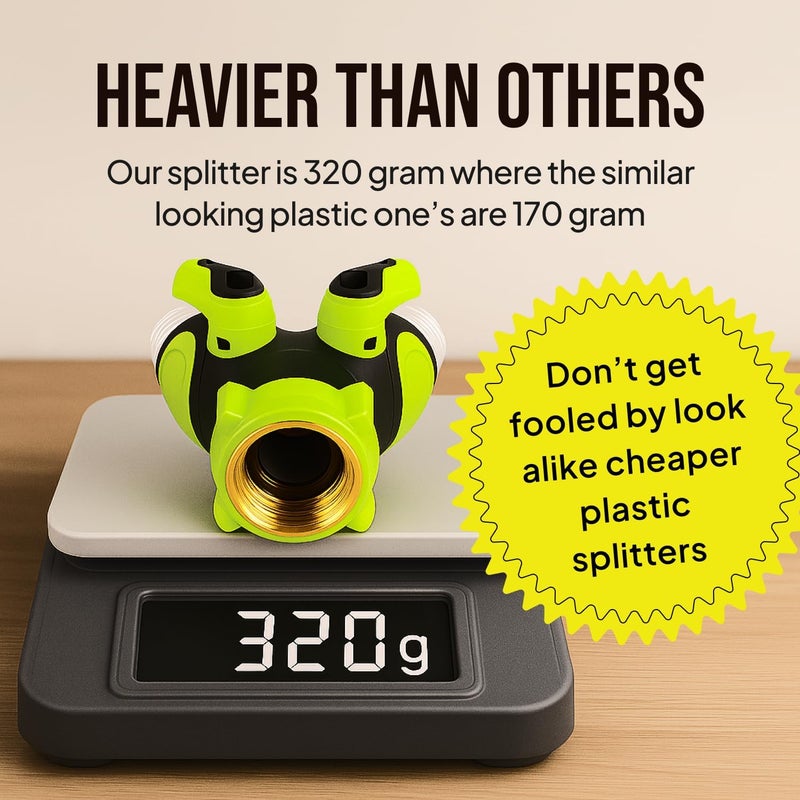 Craft911 Garden Hose Splitter 2 Way Heavy Duty - Leakproof Full Metal Body Faucet Spigot Splitter - Image 4